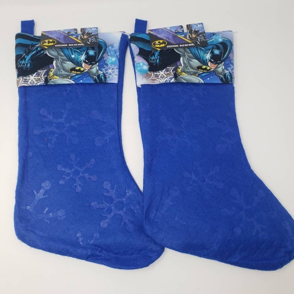 2 Batman Blue Christmas Stockings 16 inches Blue Felt